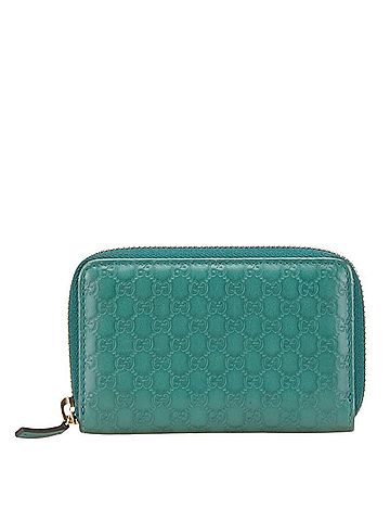 Gucci Gucci Micro Guccissima Zip-Around Wallet/Coin Purse 255452 Green Leather Women's GUCCI (view 2)