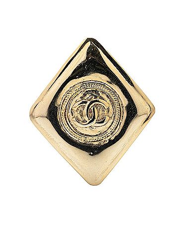 Chanel Vintage Chanel Coco Mark diamond brooch, gold plated, for women. (view 1)