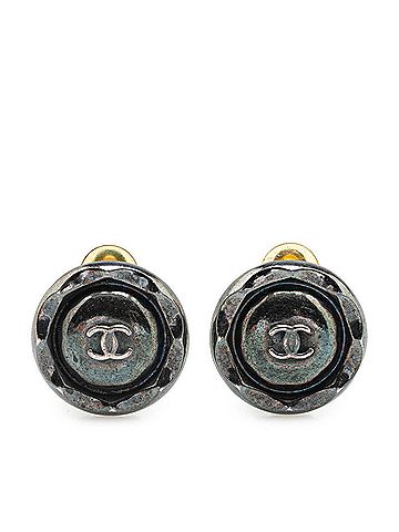 Chanel CHANEL Coco Mark Round Earrings in Silver Metal for Women (view 1)