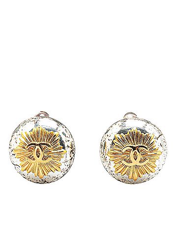 Chanel Vintage Chanel Coco Mark Earrings in Silver and Gold Plated Metal for Women (view 1)