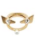Fendi 100% Other Gold Toned Fendi Bugs Eye Monster Ring, #S, Gold Plated with Faux Pearls, Women's, FENDI One size - photo 6
