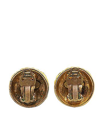 Chanel Vintage Chanel Matelasse Coco Mark Earrings, Gold Plated, Women's, CHANEL (view 2)