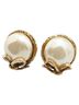 Chanel 100% Other Gold Toned CHANEL Ribbon Motif Earrings, Gold Plated with Faux Pearls, Women's One size - photo 1