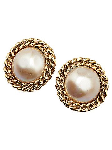 Chanel CHANEL Vintage Pearl Earrings, Gold Plated, Women's (view 1)