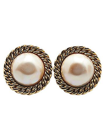 Chanel CHANEL Vintage Pearl Earrings, Gold Plated, Women's (view 2)