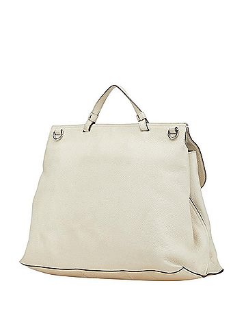 Gucci Gucci Bamboo Daily Tote/Shoulder Bag, 2-Way, 370830, White Leather, Women's (view 2)