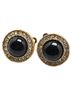 Chanel 100% Rhinestone Black CHANEL Rhinestone Round Earrings, Gold and Black Plated, Women's One size - photo 1