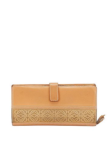 Loewe LOEWE Anagram Long Wallet in Beige Leather and Suede for Women (view 1)
