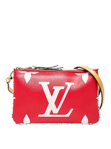 Louis Vuitton Louis Vuitton Monogram Giant Pochette Double Zip Crossbody Shoulder Bag M67561 Rouge Red Pink Leather Women's LOUIS VUITTON (view 1)