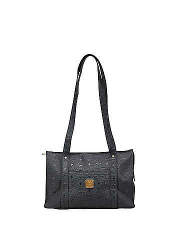MCM MCM Visetos Monogram Tote Bag, One-Shoulder Black PVC, Women's (view 1)