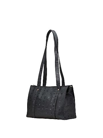 MCM MCM Visetos Monogram Tote Bag, One-Shoulder Black PVC, Women's (view 2)