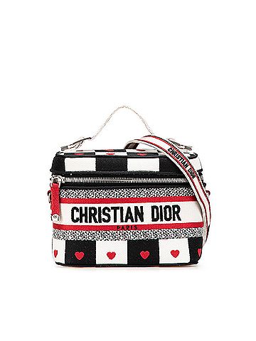 Christian Dior Christian Dior Dior Diora Mall Vanity Bag, Handbag, 2-Way, Black, White, Red, Canvas, Women's, (view 1)