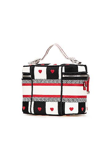 Christian Dior Christian Dior Dior Diora Mall Vanity Bag, Handbag, 2-Way, Black, White, Red, Canvas, Women's, (view 2)