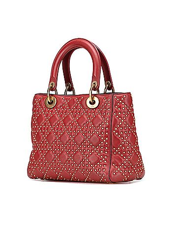 Christian Dior Christian Dior Dior Cannage Lady Stud Handbag/Shoulder Bag 2WAY M0579CVNZ Red Gold Lambskin Women's (view 2)
