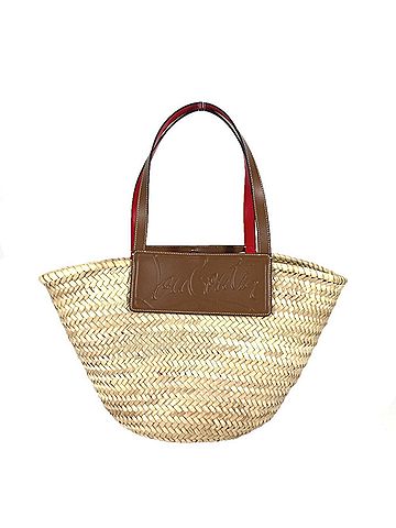 Christian Louboutin Christian Louboutin 1215220 Tote Bag Loubishore Basket Shoulder Raffia Leather Women's Beige G-240310-1 (view 1)